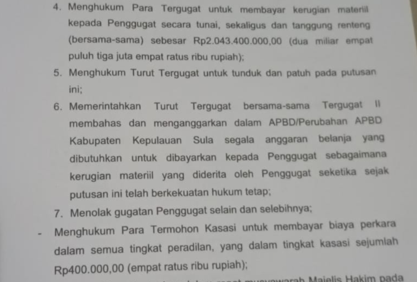 Salinan putusan Mahkamah Agung