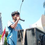 Mukaram Ladomep saat menyampaikan orasinya