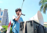 Mukaram Ladomep saat menyampaikan orasinya